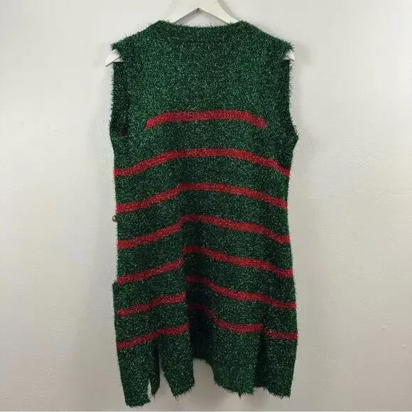 Blizzard Bay Women’s Christmas Holiday Striped Cardigan Sweater Size S - Picture 2 of 5